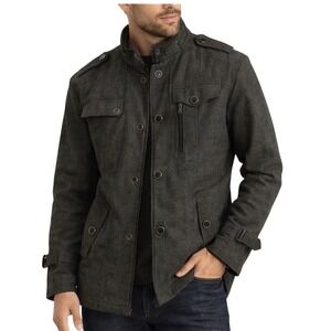 Wantdo Men's‎ Charcoal Herringbone Military Field Jacket  Wool Blend NWT Size L